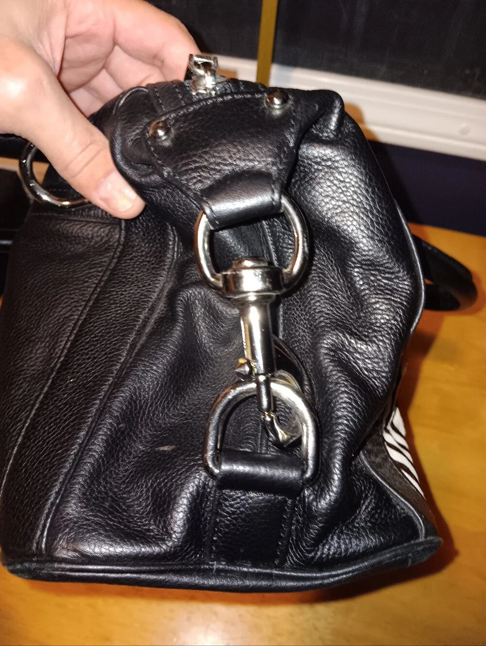 Rebecca Minkoff Black and White Zebra Print Leather Satchel Bag